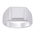 925 Sterling Silver Unisex Square Head Fashion Ring Size 9