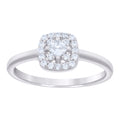 925 Sterling Silver Womens Princess-Cut Round Cubic-Zirconia Square Head Engagement Ring