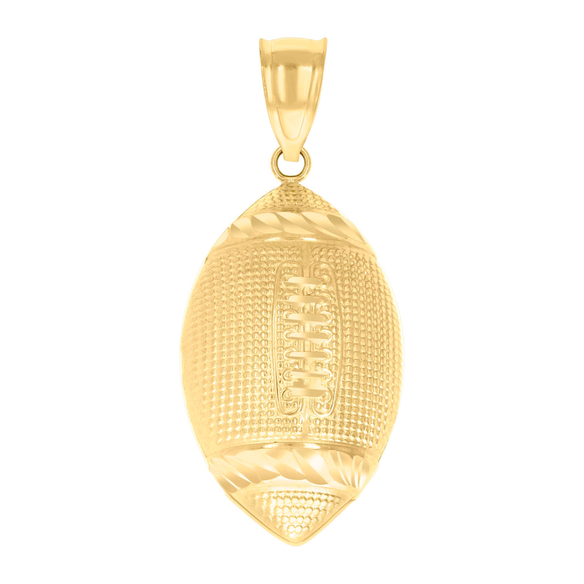 10K Yellow Gold Mens Football/Rugby Sports Charm Pendant