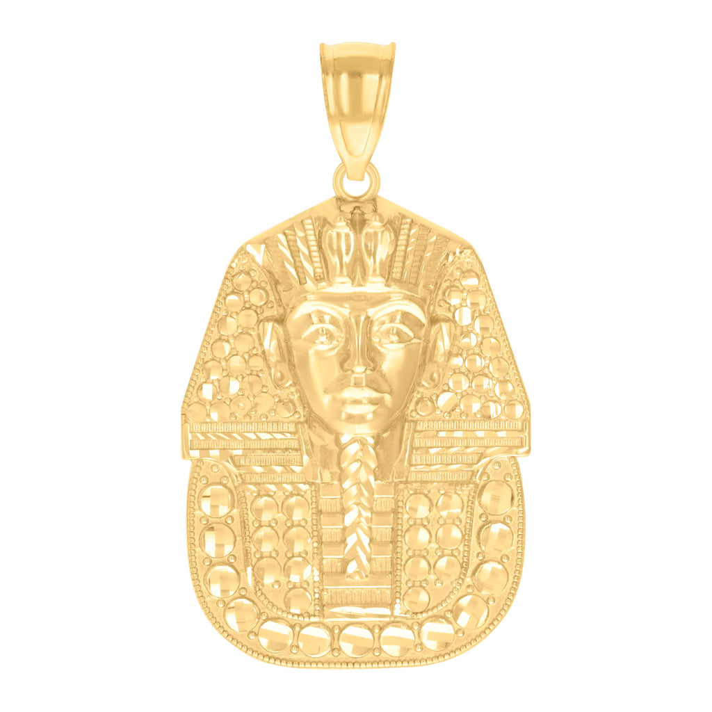 10K Yellow Gold Mens Pharaoh Egyptian Charm Pendant