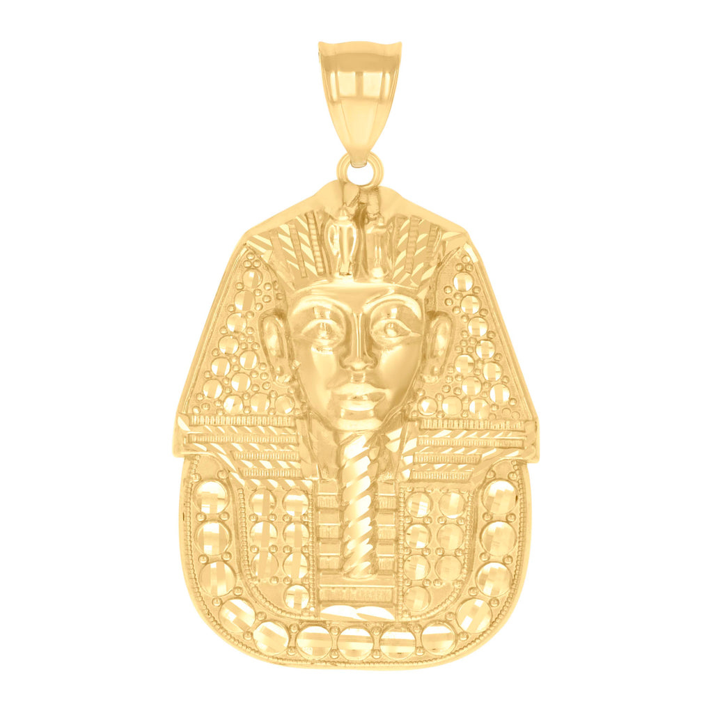 10K Yellow Gold Mens Pharaoh Egyptian Charm Pendant