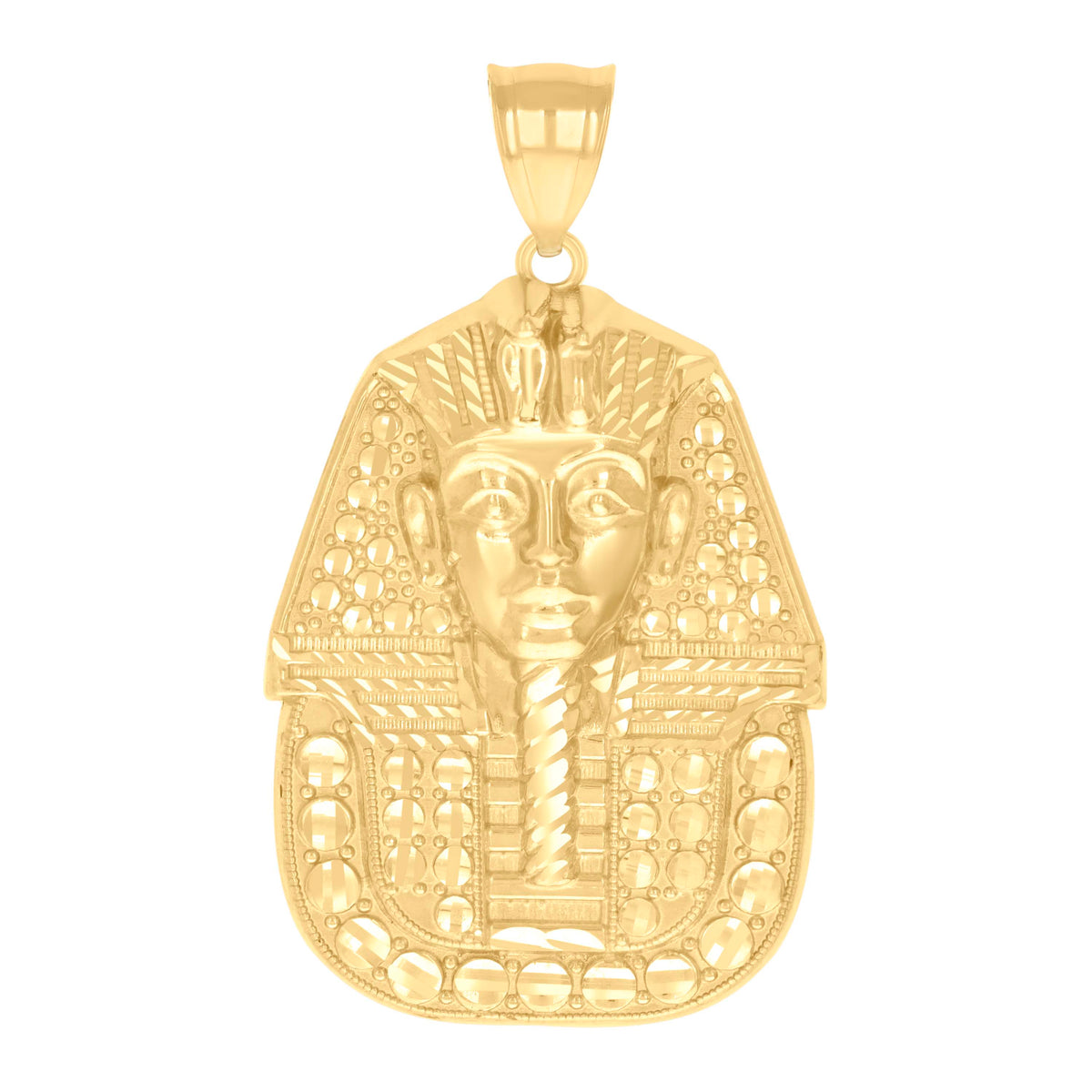 10K Yellow Gold Mens Pharaoh Egyptian Charm Pendant