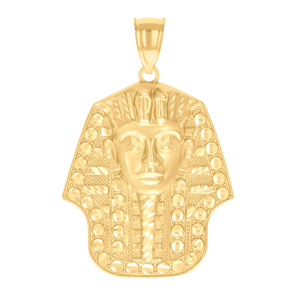 10K Yellow Gold Mens Pharaoh Egyptian Charm Pendant