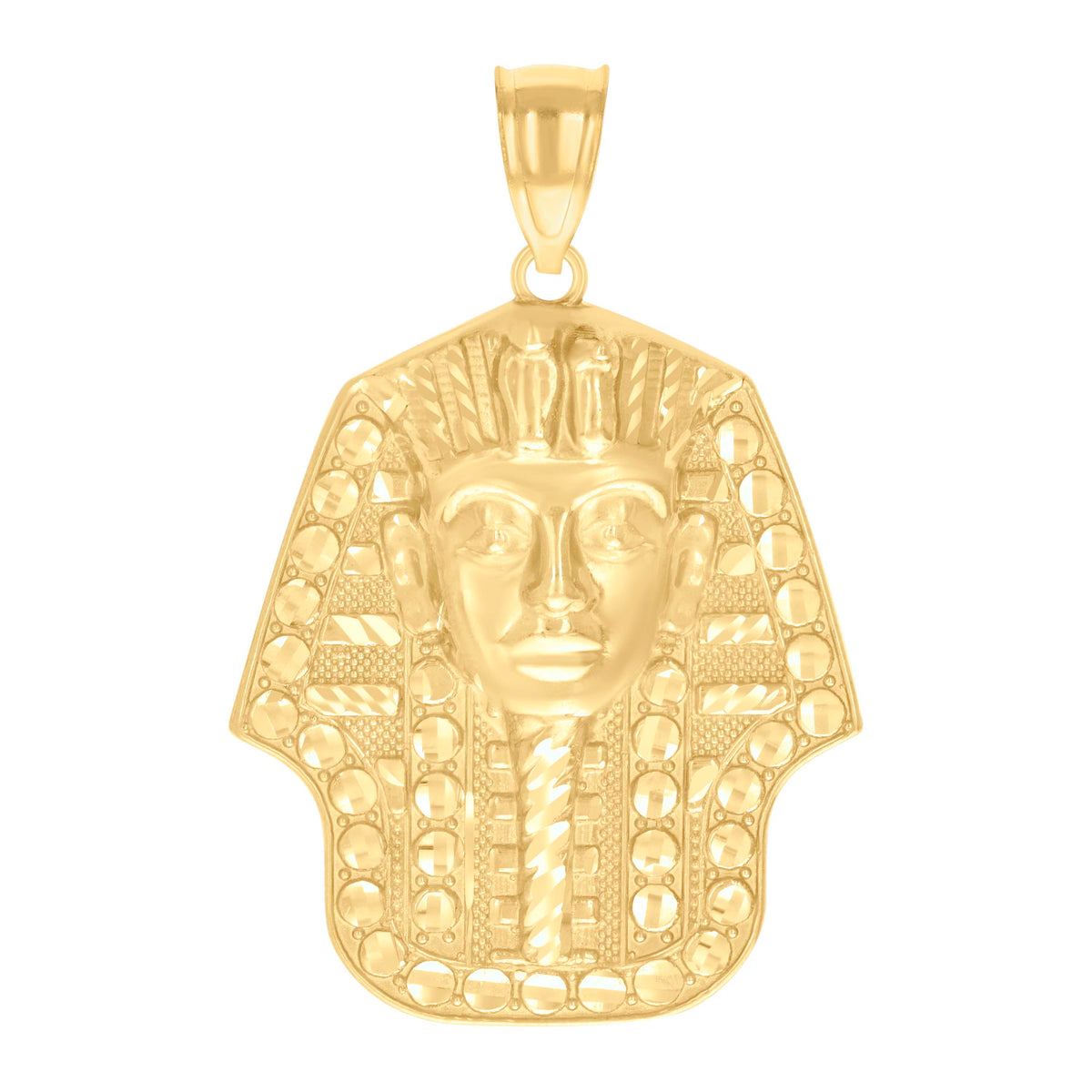 10K Yellow Gold Mens Pharaoh Egyptian Charm Pendant