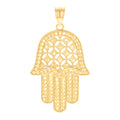 10K Yellow Gold Mens Hamsa Symbol Religious Charm Pendant