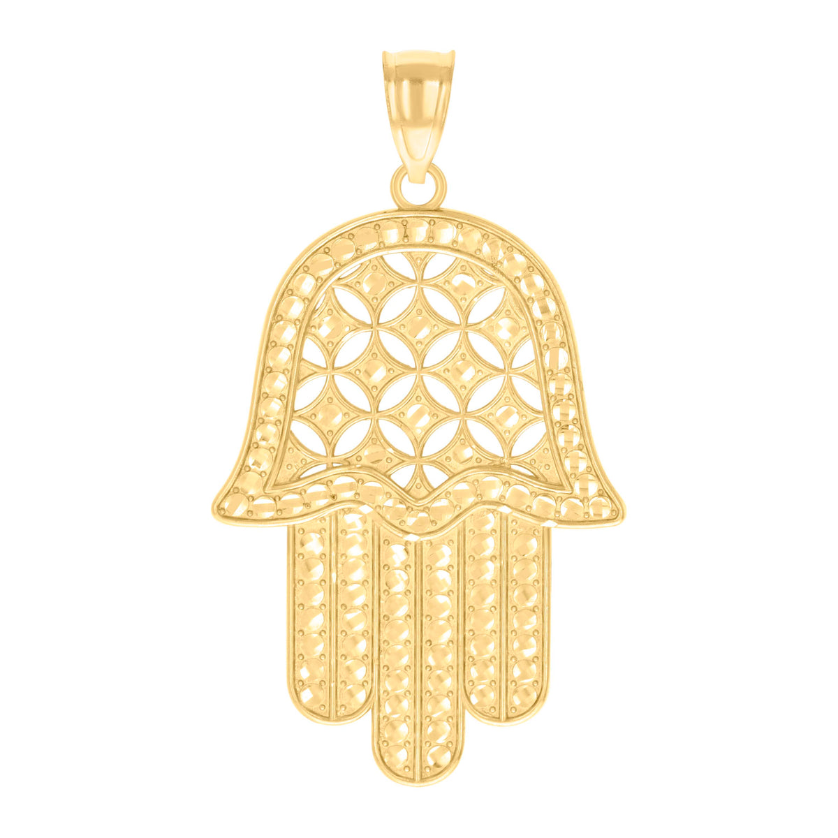 10K Yellow Gold Mens Hamsa Symbol Religious Charm Pendant