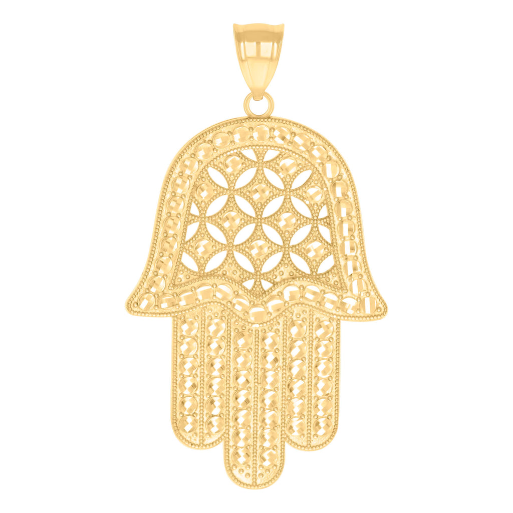 10K Yellow Gold Mens Hamsa Symbol Religious Charm Pendant