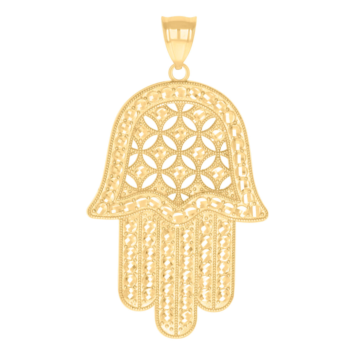 10K Yellow Gold Mens Hamsa Symbol Religious Charm Pendant