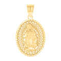 10K Yellow Gold Unisex Oval Guadalupe Religious Charm Pendant