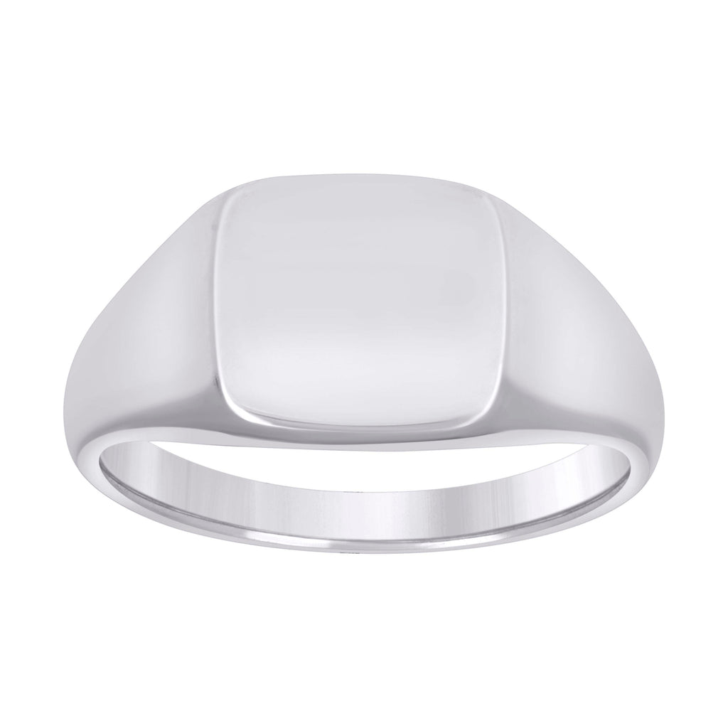 925 Sterling Silver Unisex Square Head Signet Ring Size 10