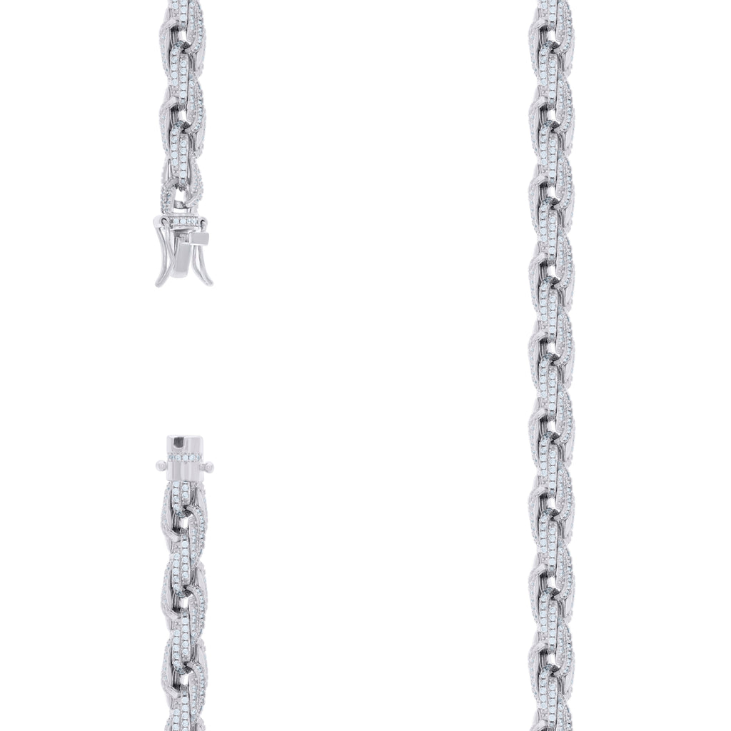 925 Sterling Silver Moissanite 6mm Twisted Rope Chain Necklace