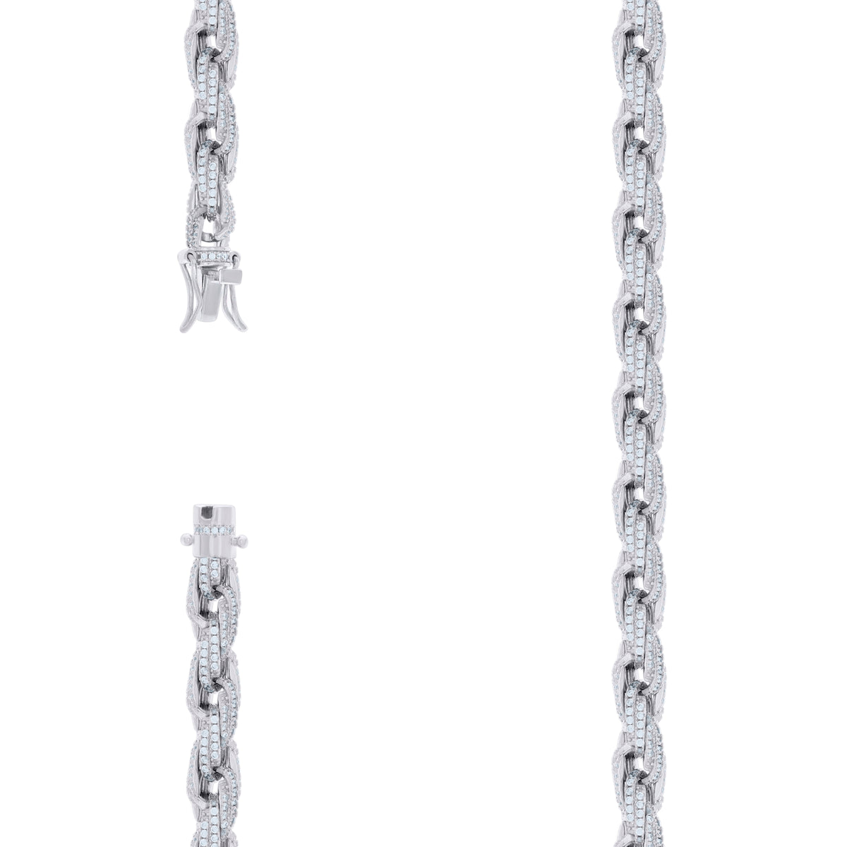 925 Sterling Silver Moissanite 6mm Twisted Rope Chain Necklace