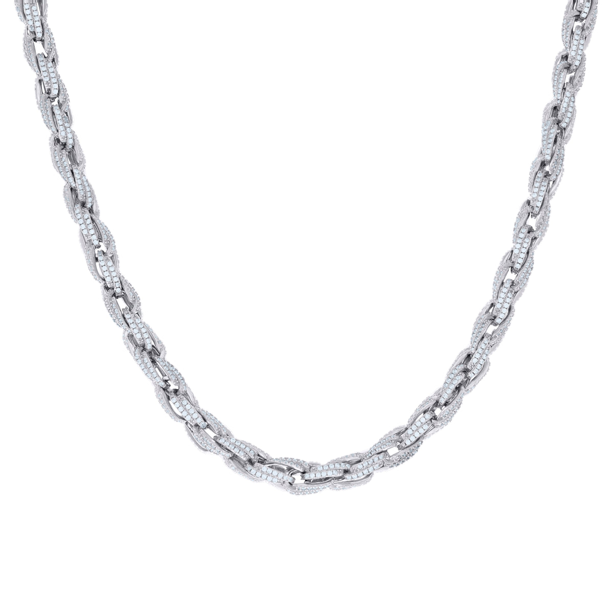 925 Sterling Silver Moissanite 6mm Twisted Rope Chain Necklace