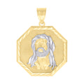 10K Two-tone Gold Mens Jesus Religious Charm Pendant