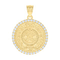 10K Yellow Gold Mens Cubic-Zirconia Aztec Calendar Fashion Charm Pendant