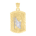10K Two-tone Gold Mens St. Jude Religious Charm Pendant