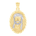 10K Two-tone Gold Mens Jesus Religious Charm Pendant