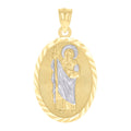 10K Two-tone Gold Mens St. Jude Religious Charm Pendant