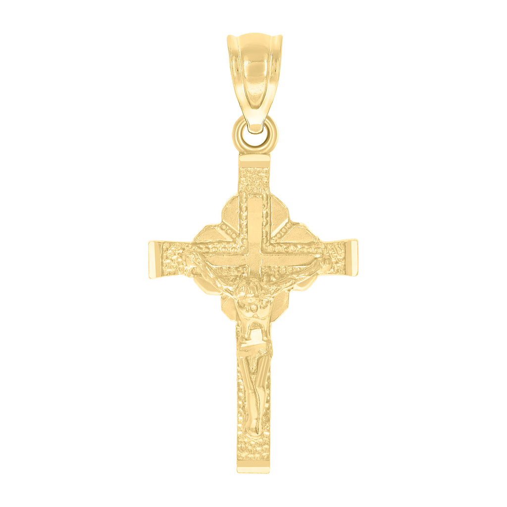 10K Yellow Gold Womens Mens Unisex Jesus Crucifix Cross Religious Charm Pendant
