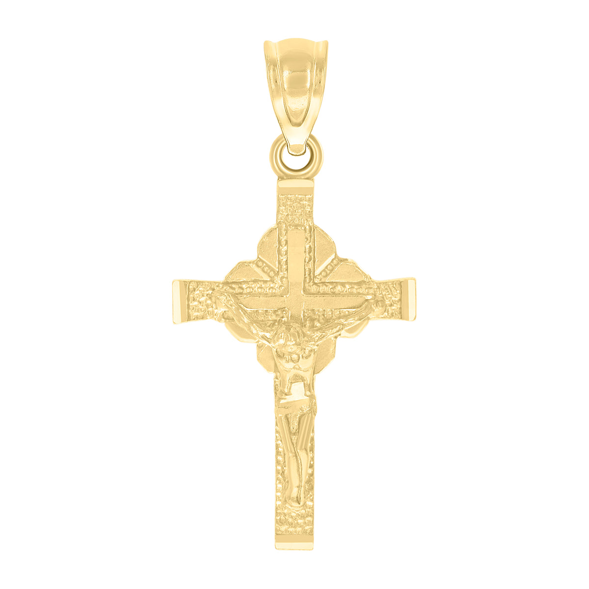 10K Yellow Gold Womens Mens Unisex Jesus Crucifix Cross Religious Charm Pendant