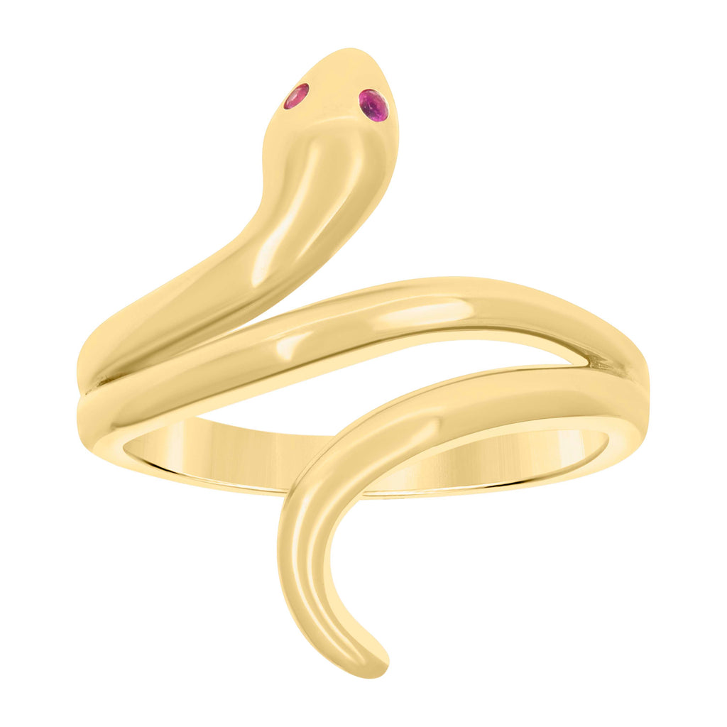 10K Yellow Gold Womens Purple Cubic-Zirconia Snake Reptiles Wildlife Ring