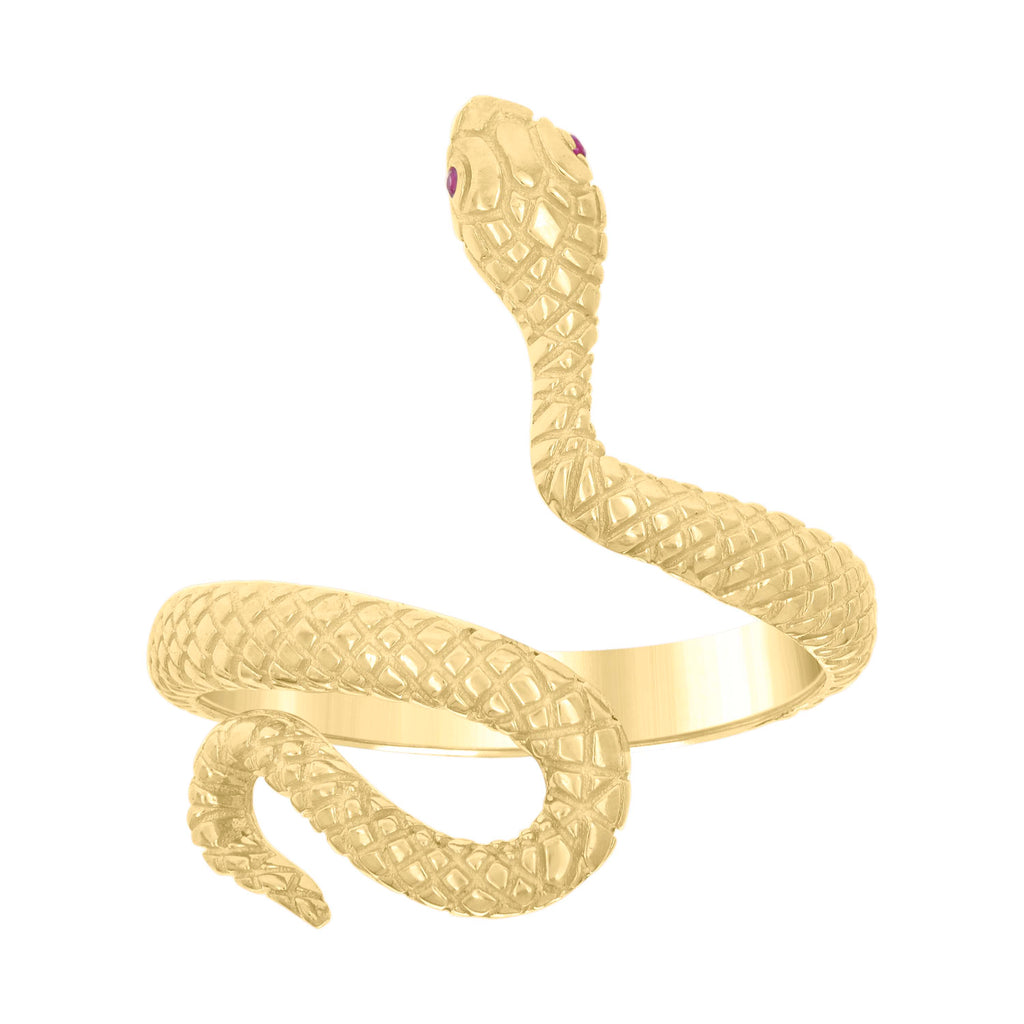 10K Yellow Gold Womens Pink Cubic-Zirconia Snake Fashion Ring