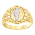 10K Two-tone Gold Mens St. Jude Religious Nugget Ring