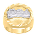 10K Two-tone Gold Mens Diamond-Cut Last Supper Religious Ring