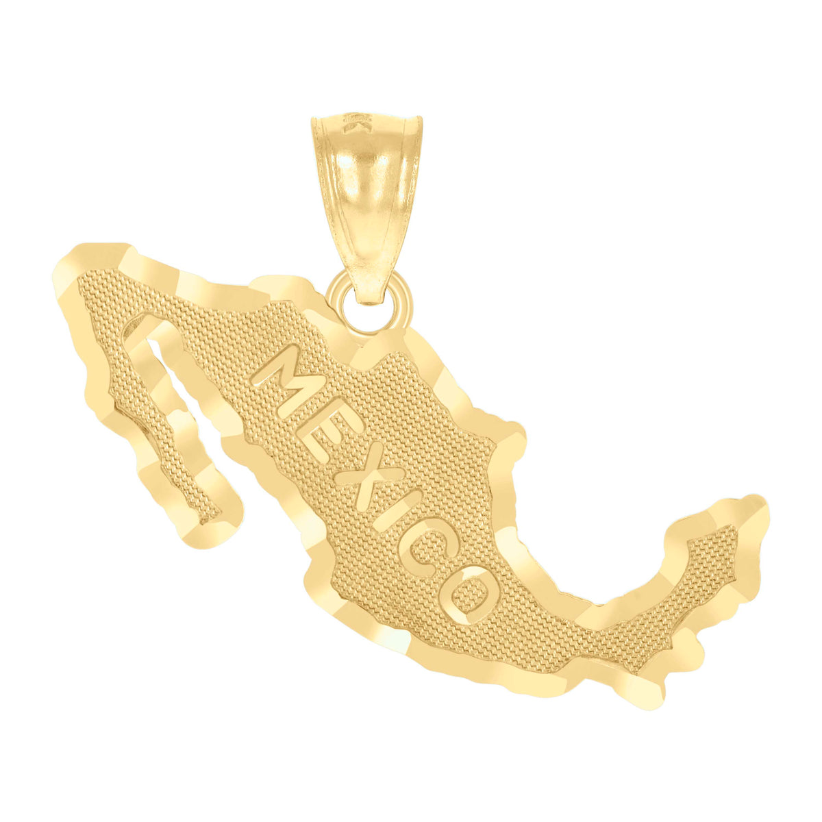 14K Yellow Gold Mens Mexico Map Country Charm Pendant