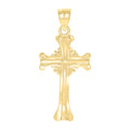 10K Yellow Gold Unisex Diamond-Cut Textured Cross Religious Charm Pendant
