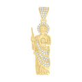 10K Yellow Gold Mens Cubic-Zirconia St. Jude Religious Charm Pendant