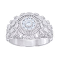 925 Sterling Silver Mens Cubic-Zirconia Nugget Fashion Ring Size 9