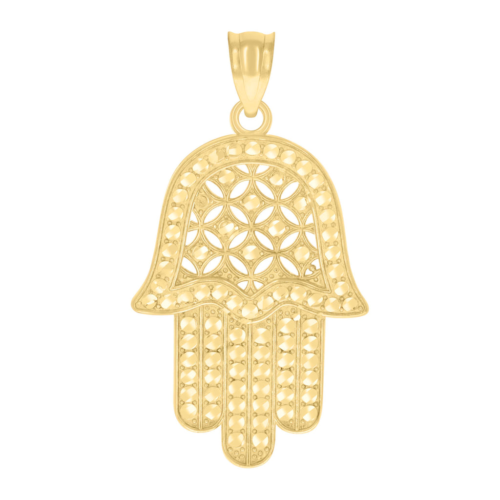 10K Yellow Gold Unisex Hamsa Symbol Religious Charm Pendant