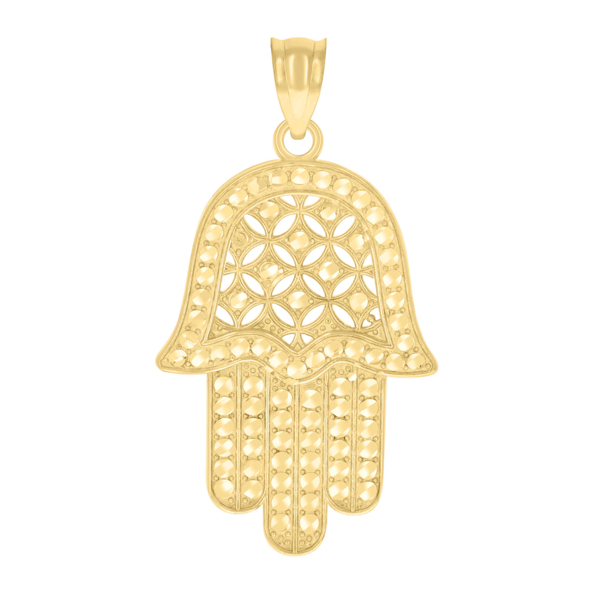 10K Yellow Gold Unisex Hamsa Symbol Religious Charm Pendant