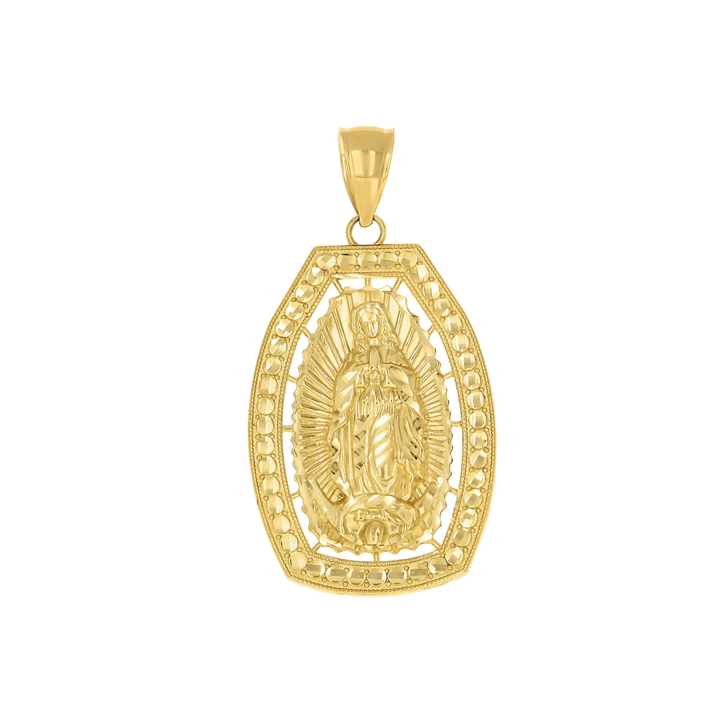 10K Yellow Gold Mens Guadalupe Religious Charm Pendant