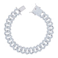925 Sterling Silver Baguette Round Cubic-Zirconia Fancy Cuban Bracelet Size 8.5 Inches