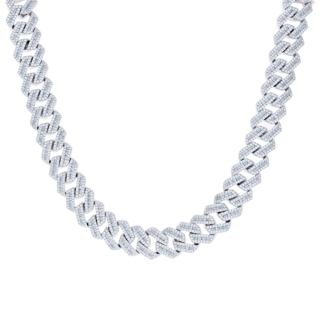 925 Sterling Silver Baguette Round Cubic-Zirconia Fancy Cuban Necklace Size 26 Inches