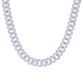 925 Sterling Silver Baguette Round Cubic-Zirconia Fancy Cuban Necklace Size 26 Inches