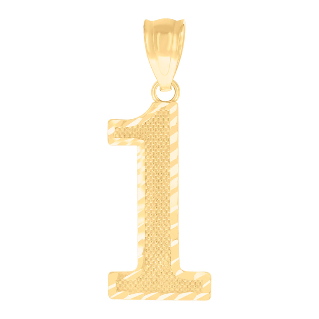 10K Yellow Gold Unisex Number 1 Nugget Charm Pendant