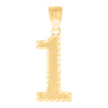 10K Yellow Gold Unisex Number 1 Nugget Charm Pendant