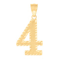 10K Yellow Gold Unisex Number 4 Charm Pendant