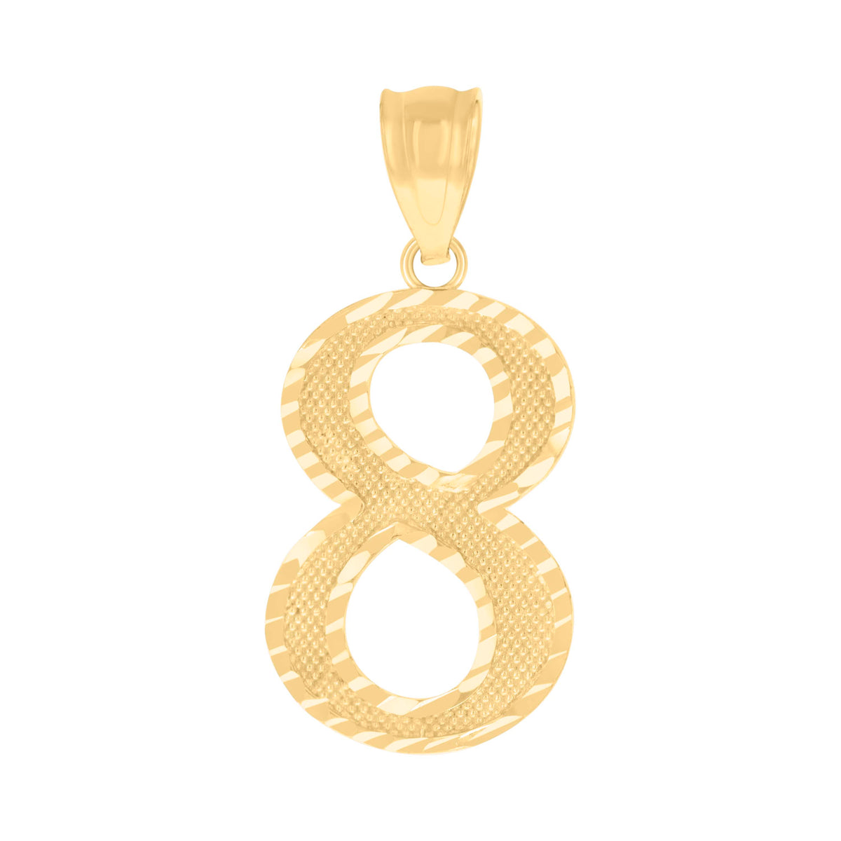10K Yellow Gold Unisex Number 8 Charm Pendant