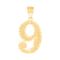 10K Yellow Gold Unisex Number 9 Charm Pendant