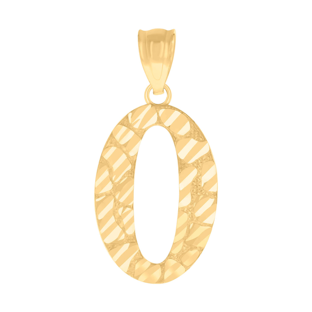 10K Yellow Gold Unisex Number 0 Nugget Charm Pendant