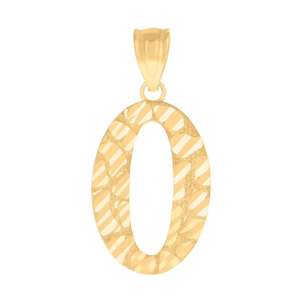 10K Yellow Gold Unisex Number 0 Nugget Charm Pendant