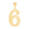 10K Yellow Gold Unisex Number 6 Nugget Charm Pendant