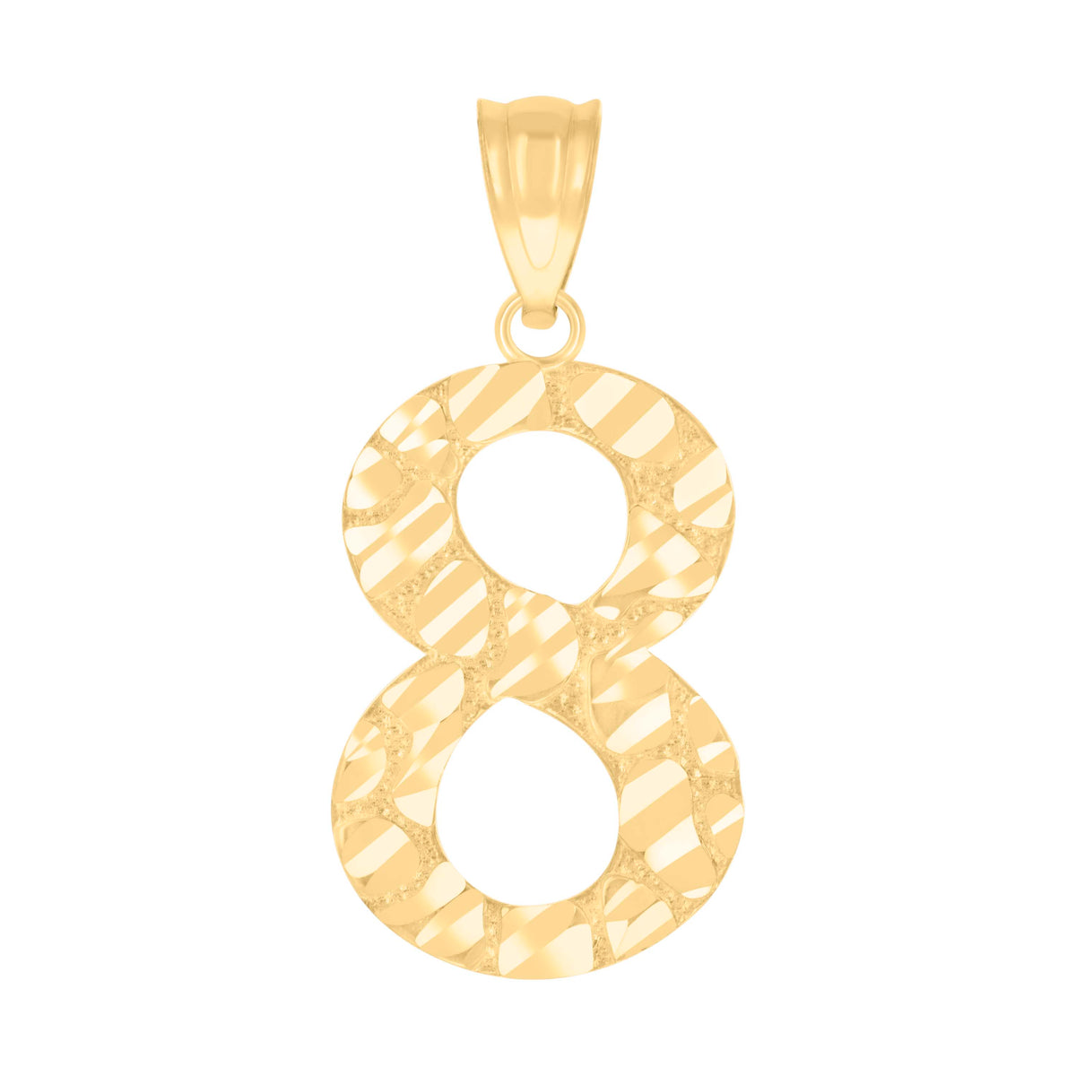 10K Yellow Gold Unisex Number 8 Nugget Charm Pendant