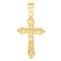 10K Yellow Gold Unisex Textured Crucifix Cross Religious Charm Pendant