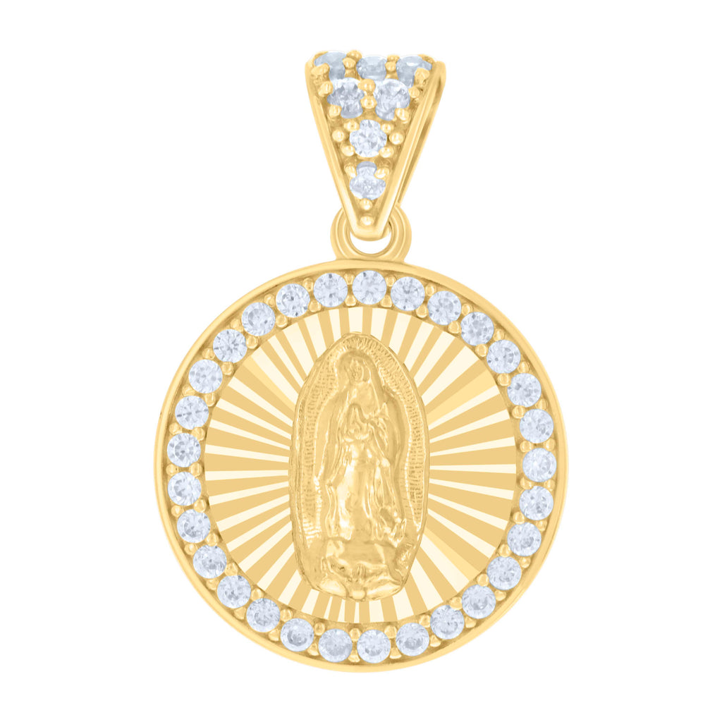 10K Yellow Gold Womens Cubic-Zirconia Guadalupe Religious Charm Pendant