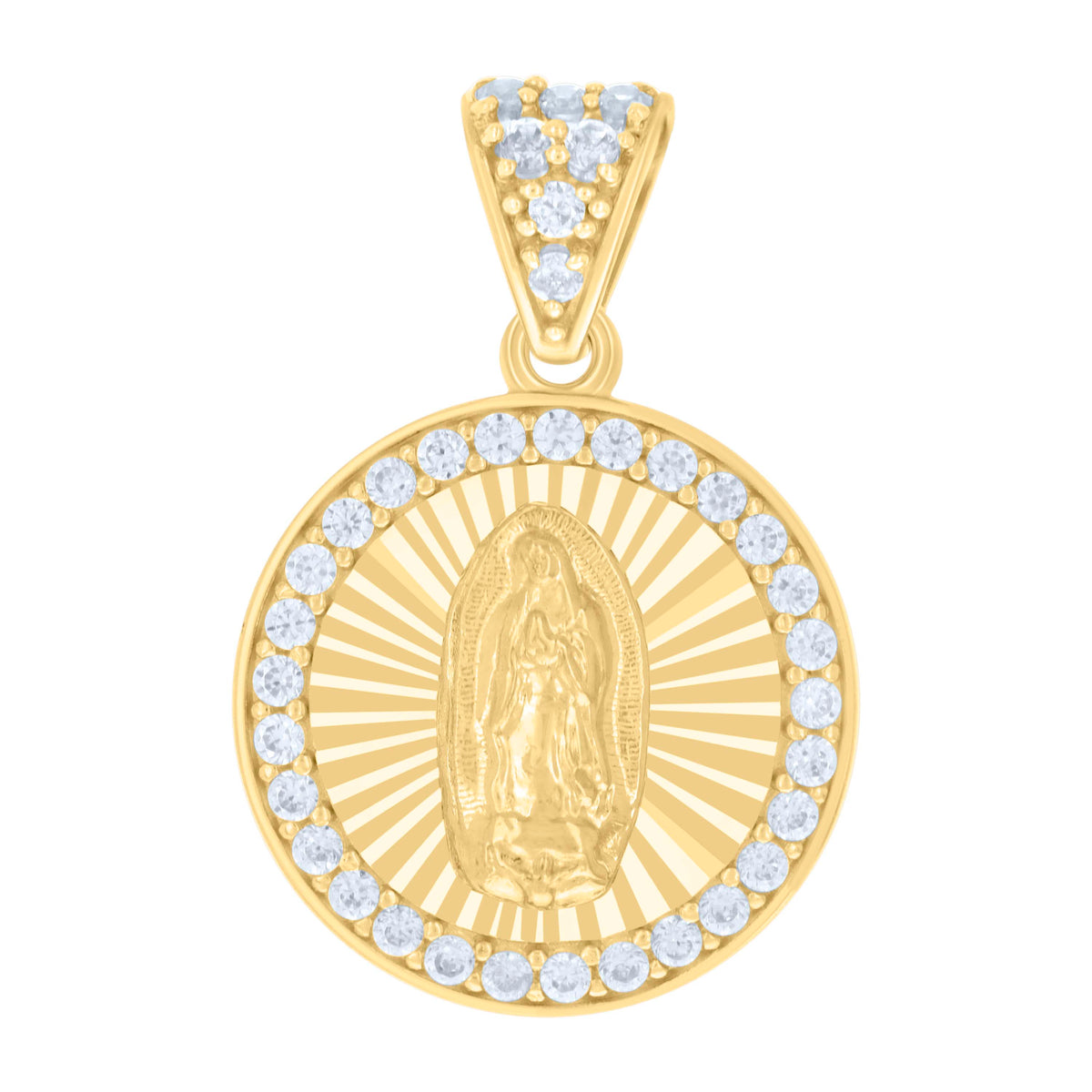 10K Yellow Gold Womens Cubic-Zirconia Guadalupe Religious Charm Pendant